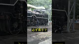 軸焼けチェック  必ず素手で！ #d51 #slやまぐち号 #津和野 #蒸気機関車 #train #鉄道 #automobile