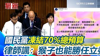 國民黨凍結70%總預算 吳思瑤：形同被丟到海裡 \