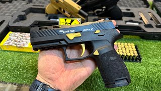 SIG SAUER P320 SPORT ใหม่ล่าสุดจากค่ายCEONIC ทดสอบปืนแบลงค์กันงานตุรกีคุณภาพดี สีดำ+ทอง มาใหม่สวยๆ