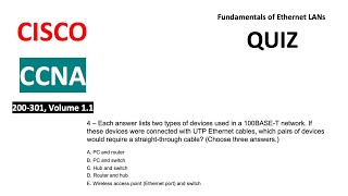 Quiz Cisco CCNA Principes fondamentaux des réseaux locaux Ethernet