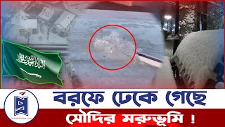 বরফে ঢেকে গেছে সৌদির মরুভূমি! Saudi Arabia | Snowfall | Weather Update