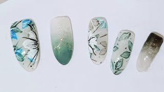 {1U Nail} 水墨花卉美甲教程