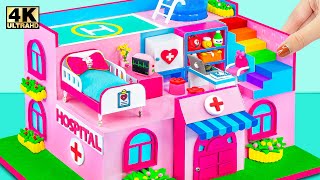 How To Make 3 Storey Pink Miniature Hospital and Doctor Set, Medical Kit use Cardboard, Polymer Clay