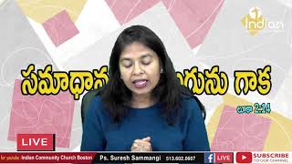 సమాధానము కలుగును గాక - Peace on earth | Luke 2:14 | ICC Boston Live Service | Ps. Suresh Sammangi