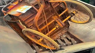 Shredder Destroys Giant Metal Body and Engine Part! Extreme Shredding machine