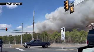 Large forest fire shuts down Garden State Parkway in Ocean County, NJ