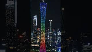 广州塔(Canton).总高度600米，是中国第一高塔. 4K The total height is 600 meters. It is the tallest tower in China.