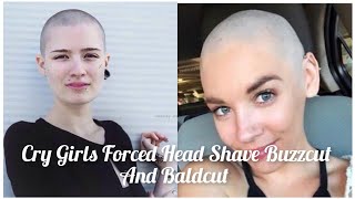 Crying Girl Forced Head Shave//Cry Girls Head Shave 2025//Buzz Cuts and Bald Cut