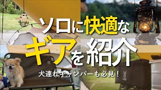 【キャンプギア】初ソロで快適に過ごす為にセレクトしたギアを紹介します！犬連れキャンプも必見です。