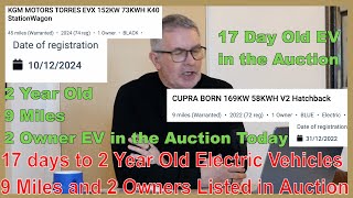 2 Year Old Electric Vehicles in Auction with 9 Miles on the clock and 2 Owners in the Log Book