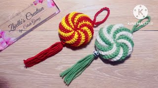 Easiest way to make a peppermint candy Christmas ornaments #crochet #Christmas  #veryeasyandsimple