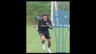 Edinson Cavani training for the first time at Manchester United