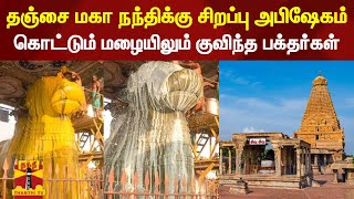 தஞ்சை மகா நந்திக்கு சிறப்பு அபிஷேகம் - கொட்டும் மழையிலும் குவிந்த பக்தர்கள் | Thanjavur Big Temple