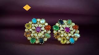 Inspired by the Opulent Indian Heritage, Navratna Studs Embellished with the Sacred Nine Navratanas!