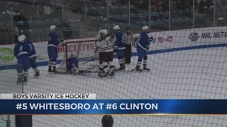 No. 5 Whitesboro at No. 6 Clinton Boys Ice Hockey COmes Down to Final Minutes - Highlights