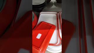 White and red rectangle melamine plate, high quality 100% melamine