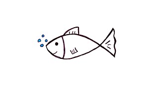 رسم سهل/رسم سمكة/كيف ترسم سمكة سهلة خطوة بخطوة/تعليم الرسم للاطفال