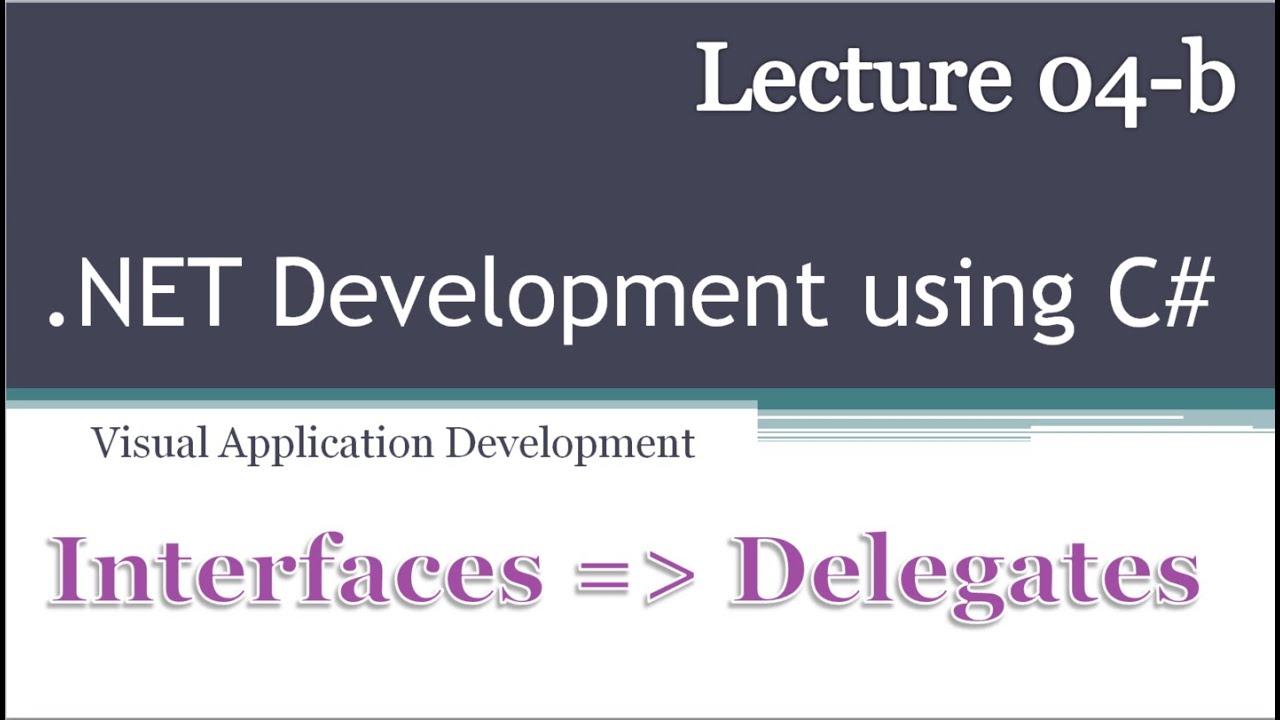 Lecture 04(b): Delegates In C#, A Step By Step Implementation Of Events ...