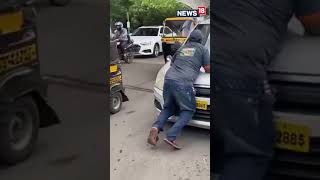 Viral | Security Marshall On A Car Bonnet Tries To Stop The Driver For Not Wearing Mask | #Shorts