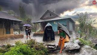 Heavy Rainfall in the Mountain Villages After a Long Time-Rain Video with Local Looks