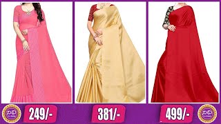 Kanjivaram Plain Silk Sarees Collection in Amazon | Amazon Sarees| Online Shopping | Nidhi Co Trends