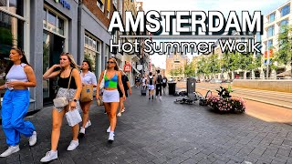 【5k】Amsterdam Hottest Day Summer Walk | 5k 60| UHD (ASMR) Amsterdam City Sounds