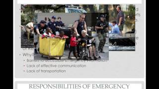 Oral Presentation: Special Needs Groups and Disaster Preparedness