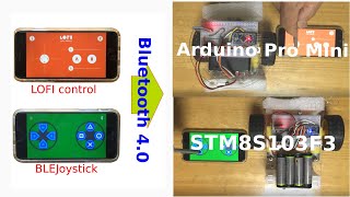 Simple Smart-Phone controlled 2WD robot car with STM8S \u0026 Arduino Pro mini