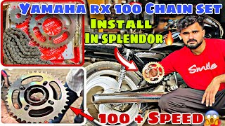 Splendor Modified🔥|| Yamaha Rx 100 Chain Set Install In Splendor😱|| Full Benifits ✅|| Top Speed..?🤩