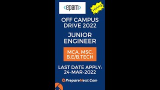 Epam Systems Off Campus Drive 2022 | Junior Engineer | IT Job | Engineering Job