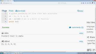 Python generate set using other data structures in Hindi