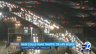 Rain could make traffic near 10 Freeway closure in DTLA worse; drivers encouraged to plan ahead