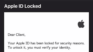 Email: Apple ID Locked - your Apple ID has been locked for security reasons - Apple Support
