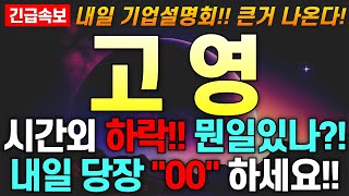 [고영 주가 전망] 시간외 하락!! 뭔일 터졌나?! 내일 당장 \