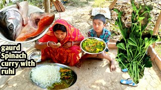 Village Food - Healthy Lau Shak Recipe by our village food cooking| Cooking Natural Gourd Spinach