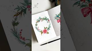 Poinsettia Wreath Painting for Christmas. Christmas DIY #shorts #poinsettias