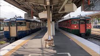 【しなの鉄道】115系スカ色S16編成・湘南色S25編成の並び＠小諸駅（2020.06.28）