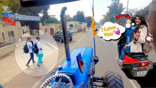 Public Reaction ⛳️ | Gedi Route on Tractor Patran City | Girl reaction 😍 Mustang tractor gedi route