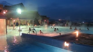 Hot Spring pools at Suginoi Hotel Oita at night    温泉プール　アクアガーデン　杉乃井ホテル　夜編