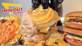MUKBANG EATING IN N OUT VIRAL ONION DOUBLE CHEESEBURGER ANIMAL STYLE FRIES CHEES