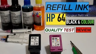 How To Refill HP 64 Ink Cartridges,57, 59, 60, 61, 62, 63, 65, 67, 302, Print Quality Test & Review.