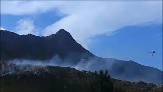 Kleinmond fire 2024 03.31, Fire Was Set out Quickly by Huey Heli and ground support, Amateur video