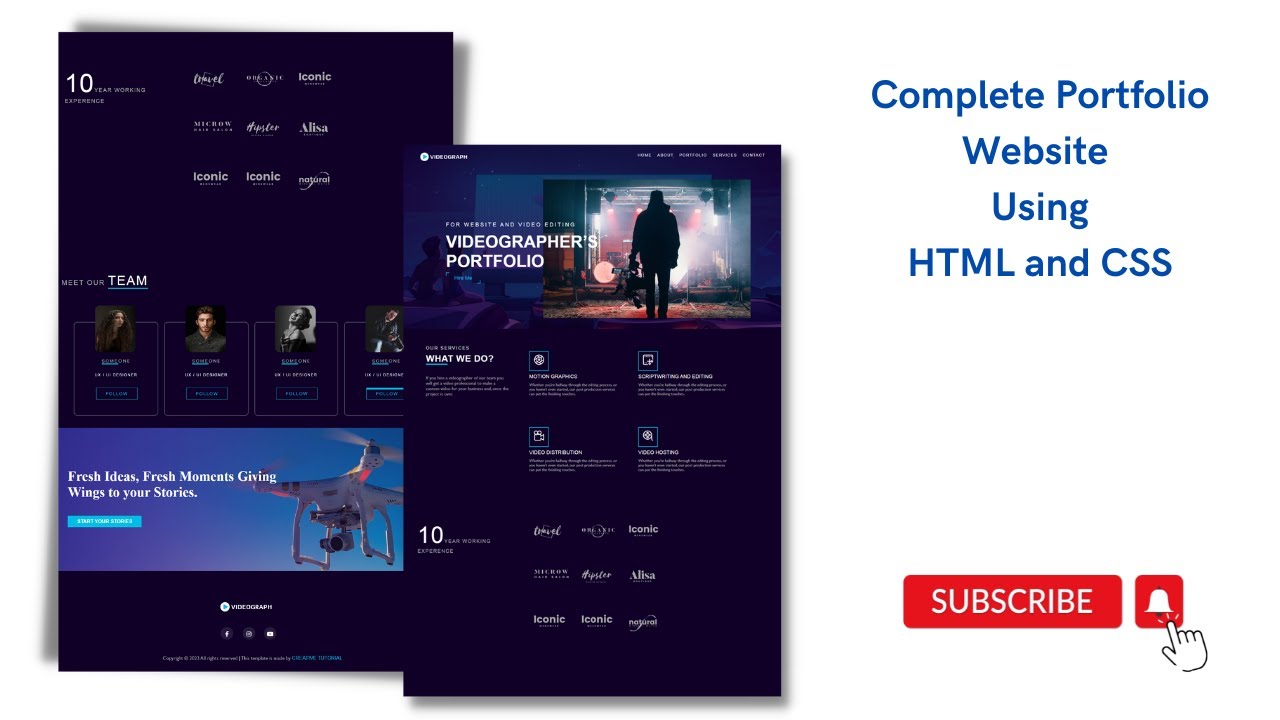 How To Make A Simple Portfolio Website Using Html And Css With Code
