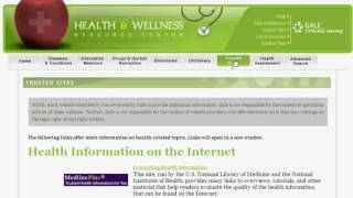 Using Gale's Health & Wellness Resource Center - Using the Menu Tabs
