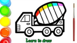 Mixer Truck Drawing and Coloring for Kids | Рисунок Molen Truck для детей, Menggambar truk molen