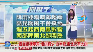 【李琹氣象報報】滯留鋒面結構變差 降雨減少 西半部.東北局部大雨│中視早安氣象 20210624