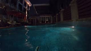 야간의 호텔 수영장에서 홀로 수영을 해보았다 | Swimming alone in the pool at Baan Suwantawe Hotel in Phuket Thailand