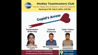 Medley Toastmasters Club meeting  no. 718, Feb 11, 2023