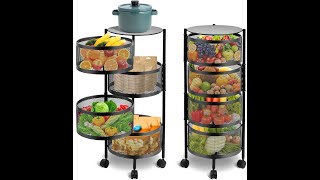 Multifunctional Rotating Storage Rack with Wheels