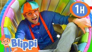 Blippi Has a Fun Day at an Indoor Playground (Funtastic Playtorium) | 1 HOUR OF BLIPPI TOYS!